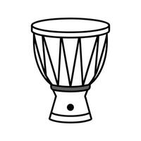 Black and White Line Drawing of a Djembe Drum percussion vector