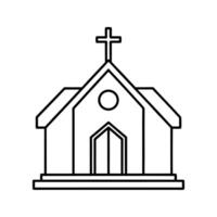 Simple Line Drawing of a Church with Cross building vector