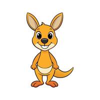Smiling orange kangaroo cartoon character isolated on white background with happy expression vector