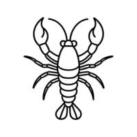 Black Line Art Crayfish Illustration Simple Design vector