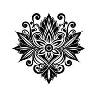 Elegant symmetrical black and white floral ornamental design perfect for various design projects vector