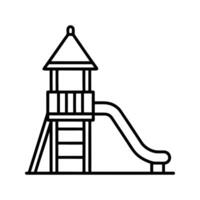 Playground Slide Tower Black Line Drawing Simple Children Play Structure vector