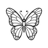 Black and White Ornate Butterfly Line Art Design element vector