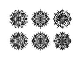 Decorative floral ornament collection in black and white symmetry suitable for elegant design projects vector