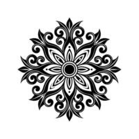 Intricate black and white floral mandala design suitable for decorative elements and backgrounds vector