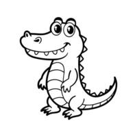 Cheerful cartoon crocodile smiling with big eyes standing in upright position isolated vector