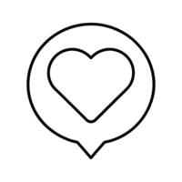 Black Outline Heart Icon in Circle Speech Bubble symbol vector