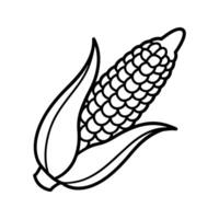 Black and White Line Drawing of Corn on the Cob maize vector