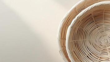 Top View Spiral Pattern Wicker Basket with Realistic Texture photo