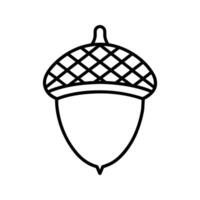Black Outline Acorn Icon Simple Line Art Design seed vector