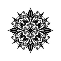 Intricate black and white ornamental design featuring decorative floral swirls and leaf elements vector