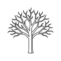 Bare Tree Outline Black and White Simple Illustration vector
