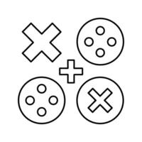 Black Line Art Cross Plus Circle Buttons Game Interface vector