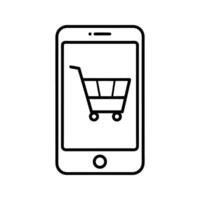 Smartphone Display Showing Shopping Cart Icon Black Outline vector