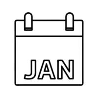 Black Outline January Calendar Icon White Background vector