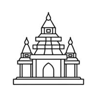 Line Drawing Black White Temple Asian Architecture Building Icon vector