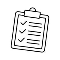 Checklist Clipboard Black Line Icon Illustration to do list vector