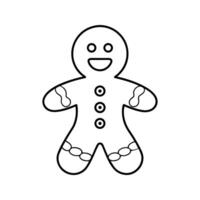 Smiling Gingerbread Man Outline Illustration cookie vector