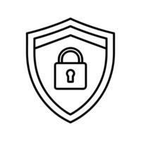 Black Outline Shield Icon with Padlock Inside security vector