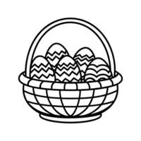 Easter Basket with Zigzag and Wave Patterned Eggs vector