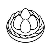 Three Eggs in a Birds Nest Line Art Illustration bird nest vector