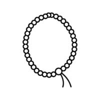 Black and white line art illustration of a circular bead bracelet, simple round beads connected in a loop, clean outline design, white background vector