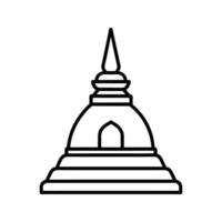 Black Line Art Drawing of a Stupa Buddhist Temple architecture vector
