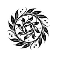 Elegant black and white floral swirl design with leaf and decorative elements vector