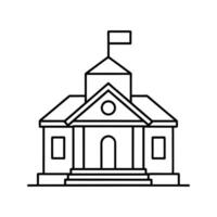 Black Line Drawing of a Building with Flag line art vector