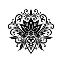 Intricate black and white floral mandala design element on a clean white background vector