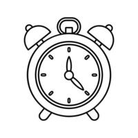 Black Outline Alarm Clock Simple Design Time Icon vector