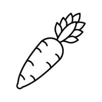 Black Line Art Drawing of a Single Carrot vegetable vector