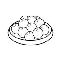 Line Art Illustration of Round Objects in a Bowl black and white vector