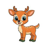 Adorable cartoon deer with big blue eyes and a friendly smiling expression isolated on white vector