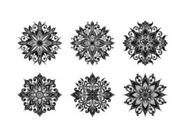 Elegant set of black floral mandala ornaments on a clean white background for design use vector
