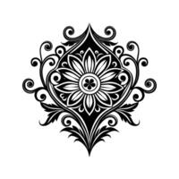 Elegant black and white floral ornament design with detailed swirls and flourishes for decorative usage vector