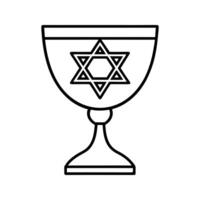 Black Outline Drawing of a Goblet with Star of David vector
