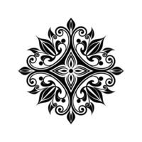 Intricate black and white ornamental floral design decorative element for graphic design vector