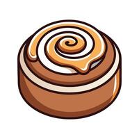 Delicious isolated cinnamon roll with swirls and glaze in cartoon illustration style vector