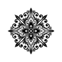 Intricate symmetrical black floral design with ornamental curls and decorative elements for use vector