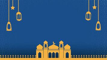 Ramadan Kareem Background With Mosque And Lanterns. 4k Animation video