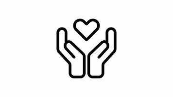 Hands Holding Heart Line Icon Animation video
