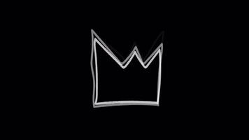Doodle Crown Animation Effect. 4k Animation With Alpha Channel And Transparent Background video
