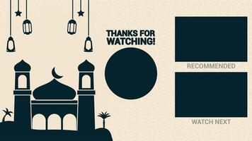 Ramadan Theme Lanterns And Mosque Youtube End Screen. 4k Animation video