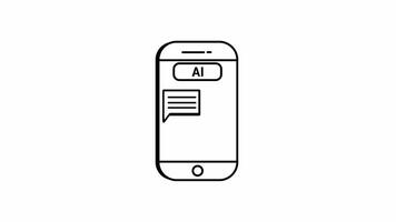 Handphone With Text Ai. 4k Animation With Alpha Channel And Transparent Background video
