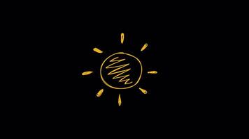 Doodle Little Sun Animation Effect. 4k Animation With Alpha Channel And Transparent Background video