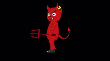 Cartoon Flat Red Devil Of Death Walking. 4k Animation video