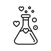Erlenmeyer Flask with Hearts and Bubbles Line Art beaker vector