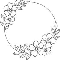 Circular Frame with SimpleHand Drawn Circular Floral Frame with Leaves and Flowers for Wedding Invitation and Stationery Design vector