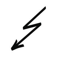 Hand drawn black doodle arrow in a lightning shape isolated on a white vector